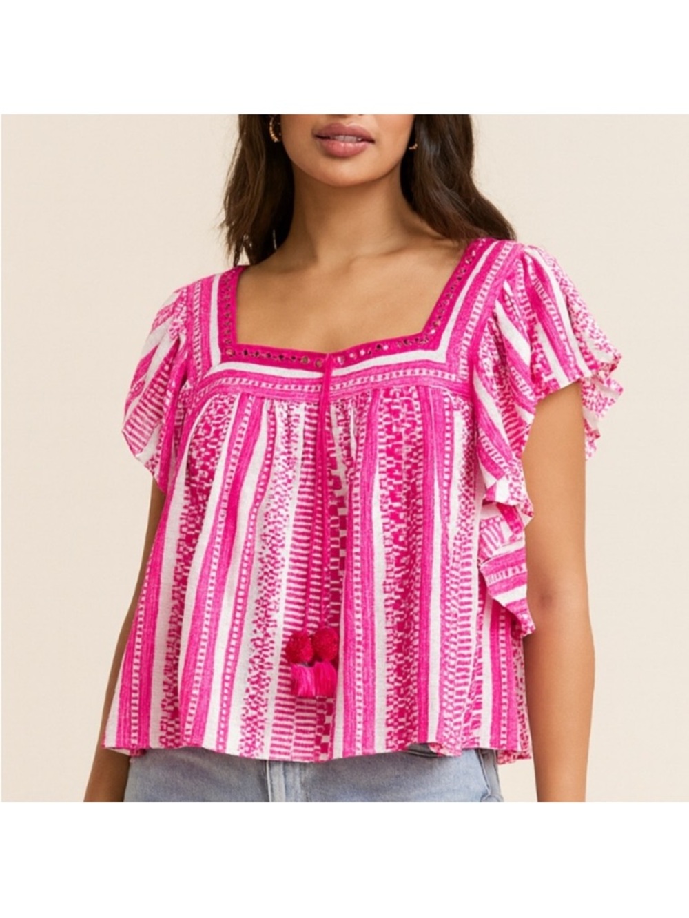 Saylor ruffle sleeve blouse